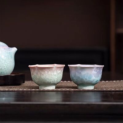 JASMIN.窑变结晶釉渐变花瓣杯陶瓷高档茶杯家用功夫主人杯茶盏
