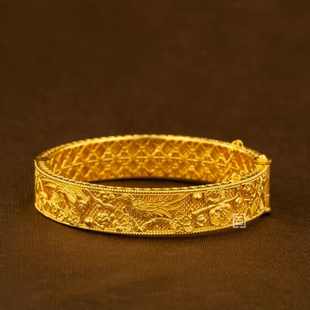 精工雕刻喜上眉梢民族风国潮风手镯卡扣式