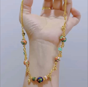 珐琅彩十二花珠多宝项链原创设计锁骨链项链