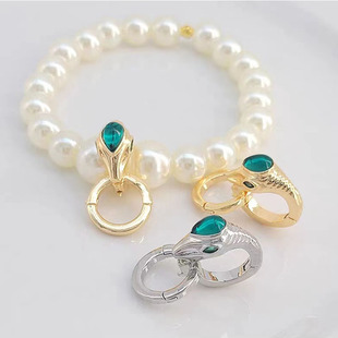 DIY珍珠项链扣手链手镯提溜挂件双开吊坠扣18K包金万能扣头双环扣