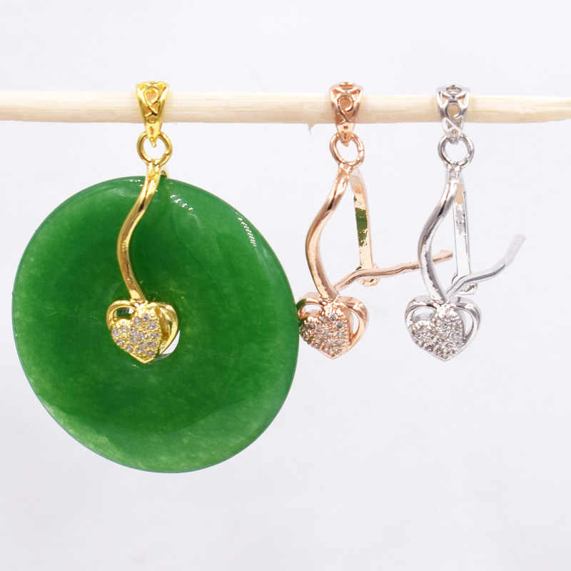 diy大号镀银夹扣翡翠玉佩平安扣夹扣镀金吊坠扣琥珀蜜蜡吊坠夹扣