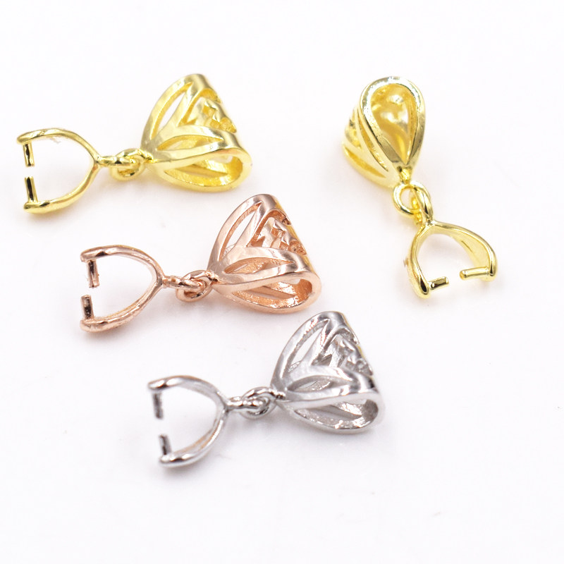 S925纯银挂件平安扣子吊坠扣水晶翡翠玉坠玉佩玉器项链银扣头夹扣