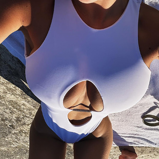 速卖通ins跨境纯色镂空性感连体泳衣沙滩泳池度假女神范泳装