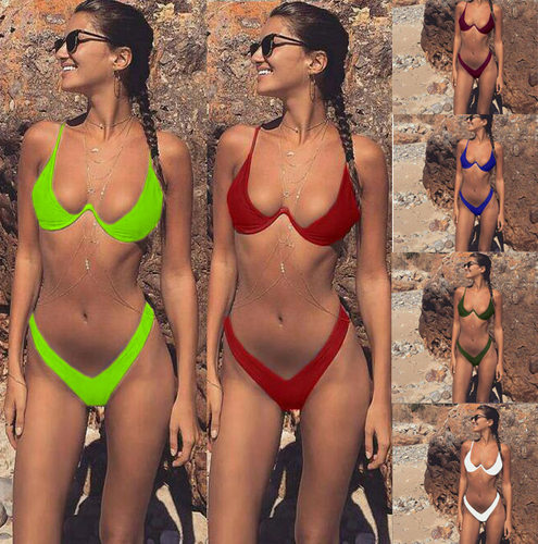 女神钢托BIKINI性感爆胸欧美分体泳衣马尔代夫比基尼