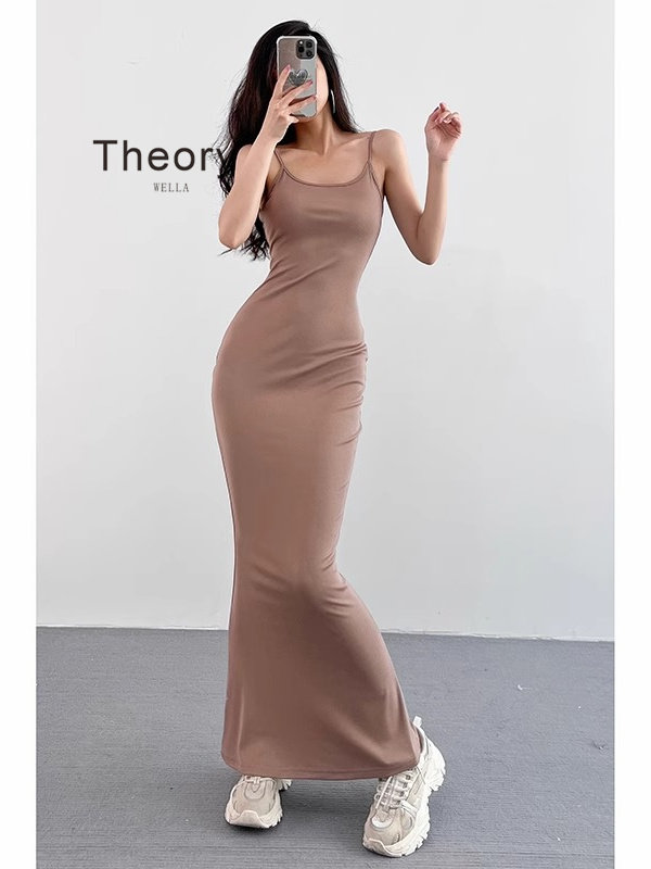theory wella 夏美式辣妹吊带连衣裙女包臀抹胸打底紧身修身背心
