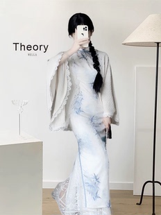 年轻款 Theory 旗袍新中式 连衣裙绝美改良 wella 少女日常披肩夏季