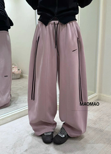 Maomao美式秋冬新款前后刺绣休闲卫裤女宽松显瘦百搭阔腿弯刀裤潮