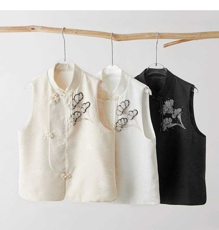 2024春秋回馈新老客户国风中式品质货钉珠绣花盘扣流苏立领马甲女