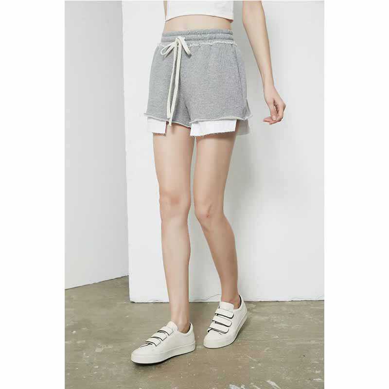运动风高腰抽绳休闲短裤