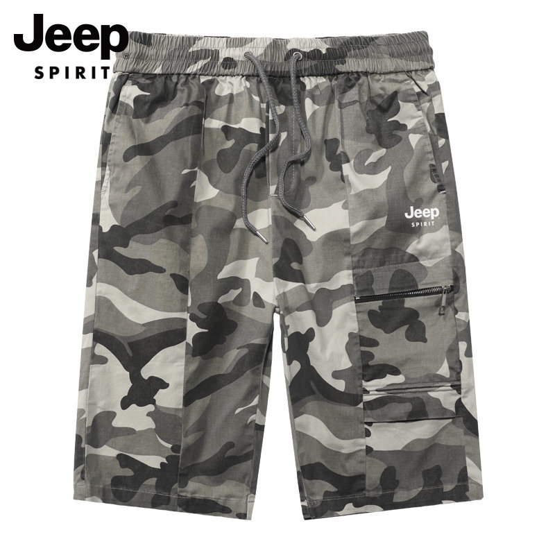 JEEP吉普休闲短裤男2023夏季薄款潮流六分裤宽松直筒中裤百搭裤子