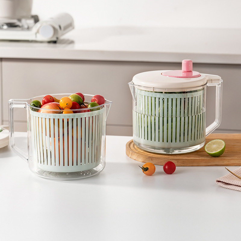 蔬菜脱水器家用厨房洗菜甩干机洗菜篮水果沥水蓝手动果蔬甩水菜篮