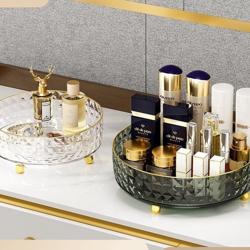 旋转轻奢透明化妆箱收纳盒