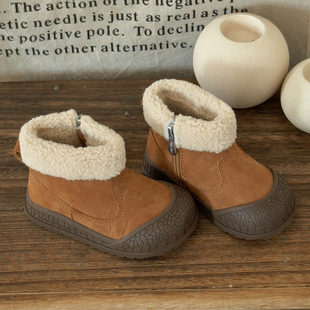 男童短靴加绒保暖宝宝棉靴子 冬季 包头运动儿童雪地靴女款 2025新款
