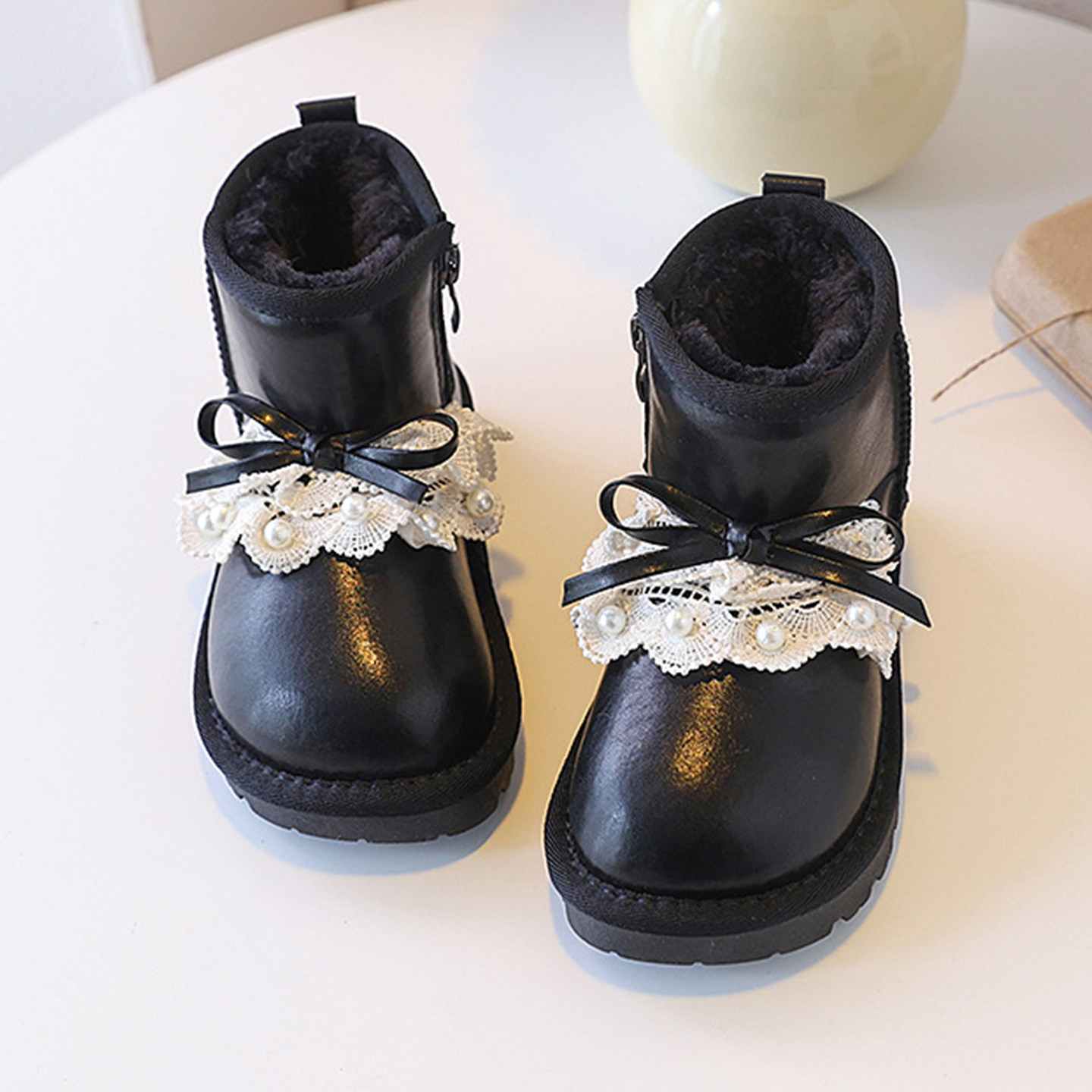 防水儿童雪地靴冬2025新款蕾丝蝴蝶结女童公主靴加绒中筒宝宝棉靴,童鞋/婴儿鞋/亲子鞋,雪地靴,淘宝优惠券,粉丝福利购,淘宝优惠卷