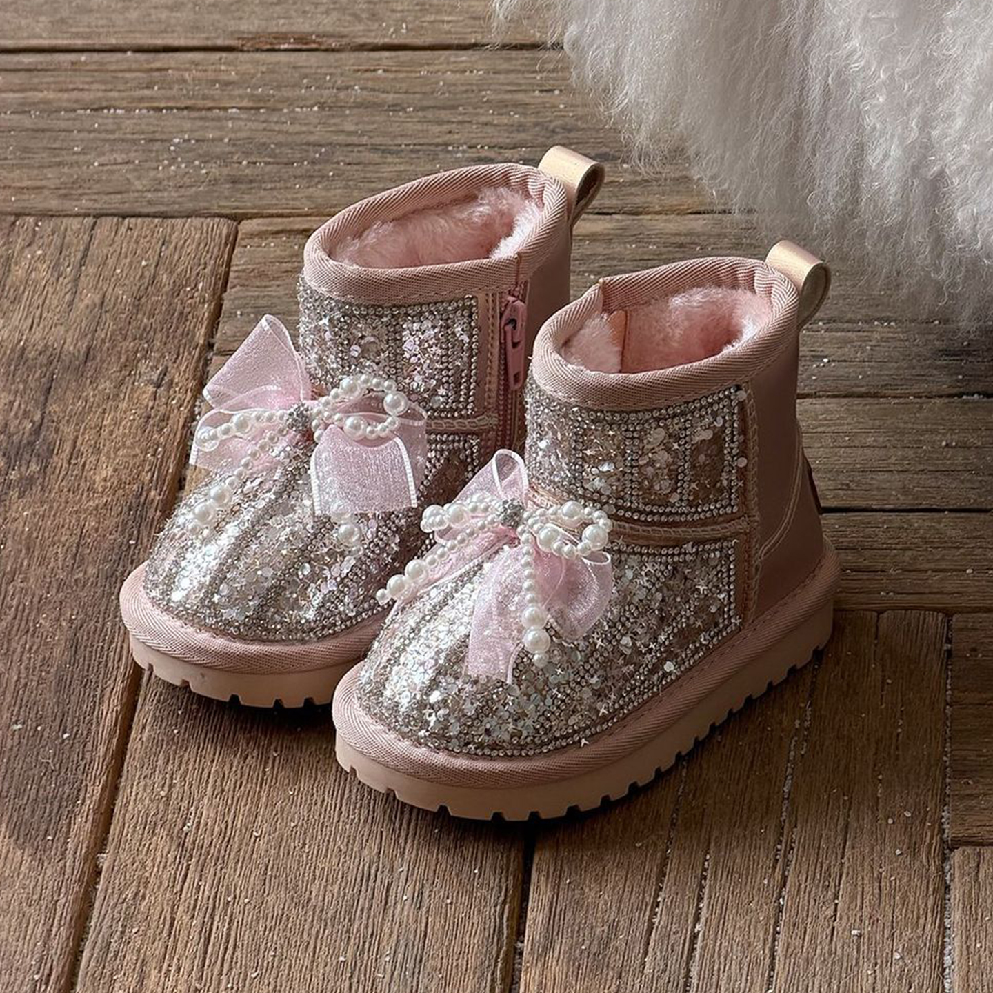 【全网热销】亮片女童公主雪地靴