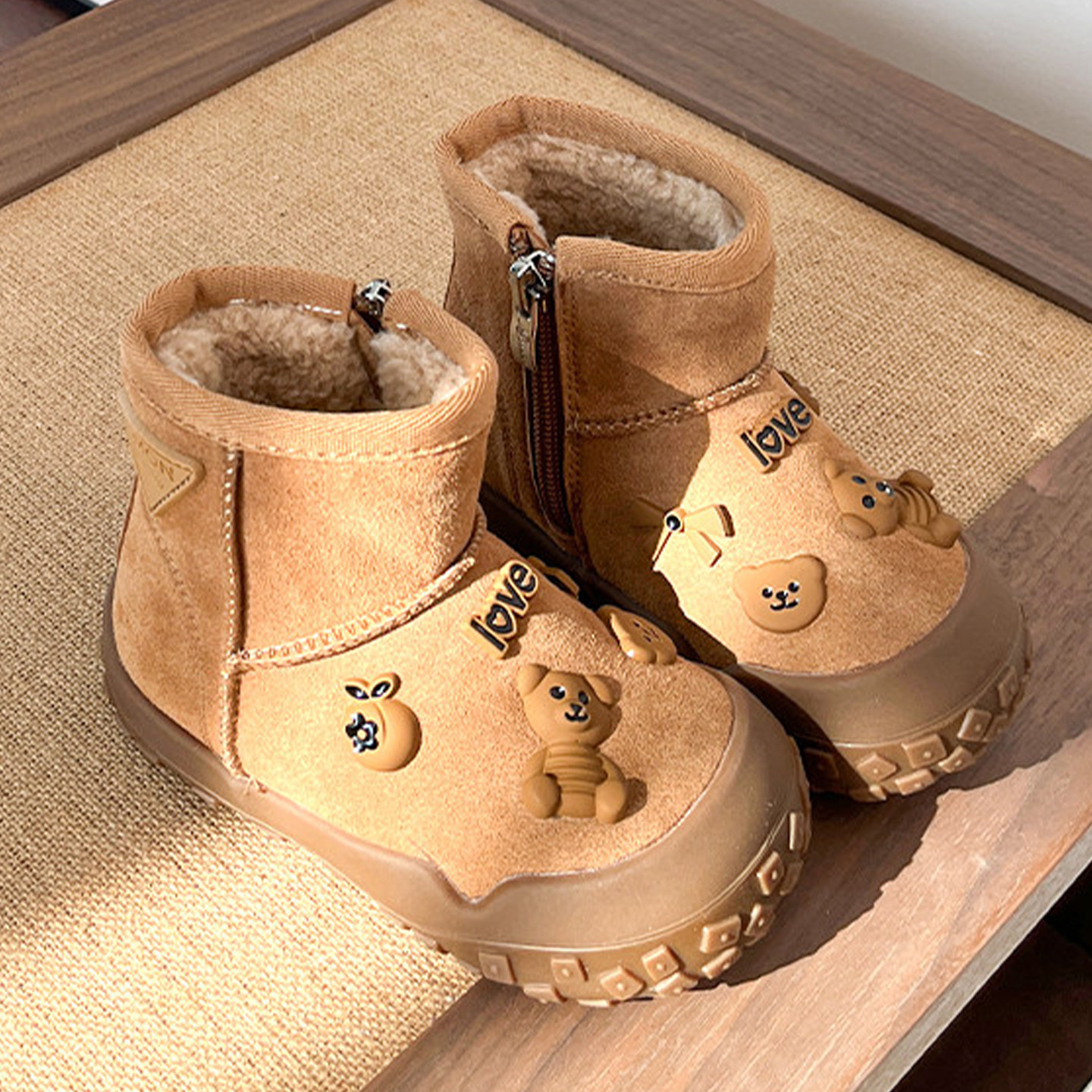 卡通小熊儿童棉鞋2025新款冬季加绒保暖宝宝雪地靴女童短靴大棉靴,童鞋/婴儿鞋/亲子鞋,雪地靴,淘宝优惠券,粉丝福利购,淘宝优惠卷
