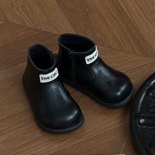 韩版复古儿童靴子女童马丁靴2025新款秋冬男童短靴切尔西宝宝皮靴