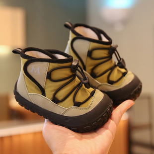 高帮男宝宝鞋子冬季加绒保暖女宝二棉鞋软底婴儿学步鞋儿童运动鞋