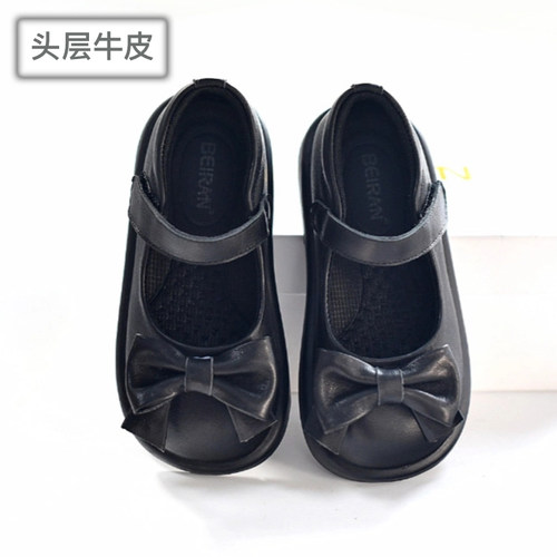 【贝然正品】头层牛皮女童公主鞋