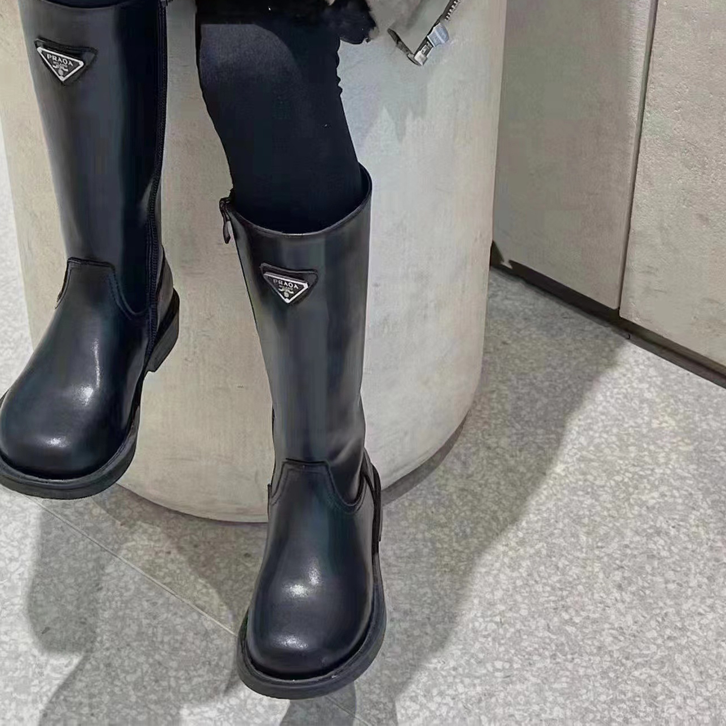 真皮韩版小个子长筒靴儿童高筒靴女童靴子秋冬新款加绒二棉机车靴