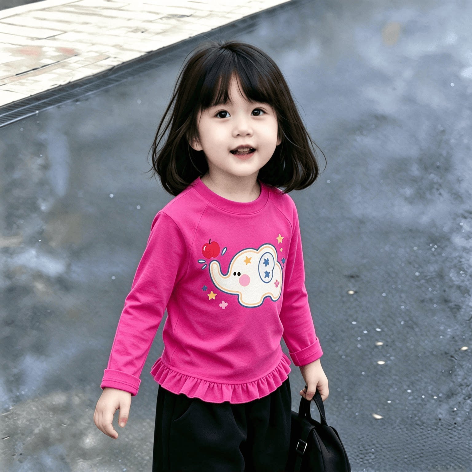 时尚童装婴幼儿长袖T恤春秋季荷叶花边新款女孩子上衣女童娃娃衫t