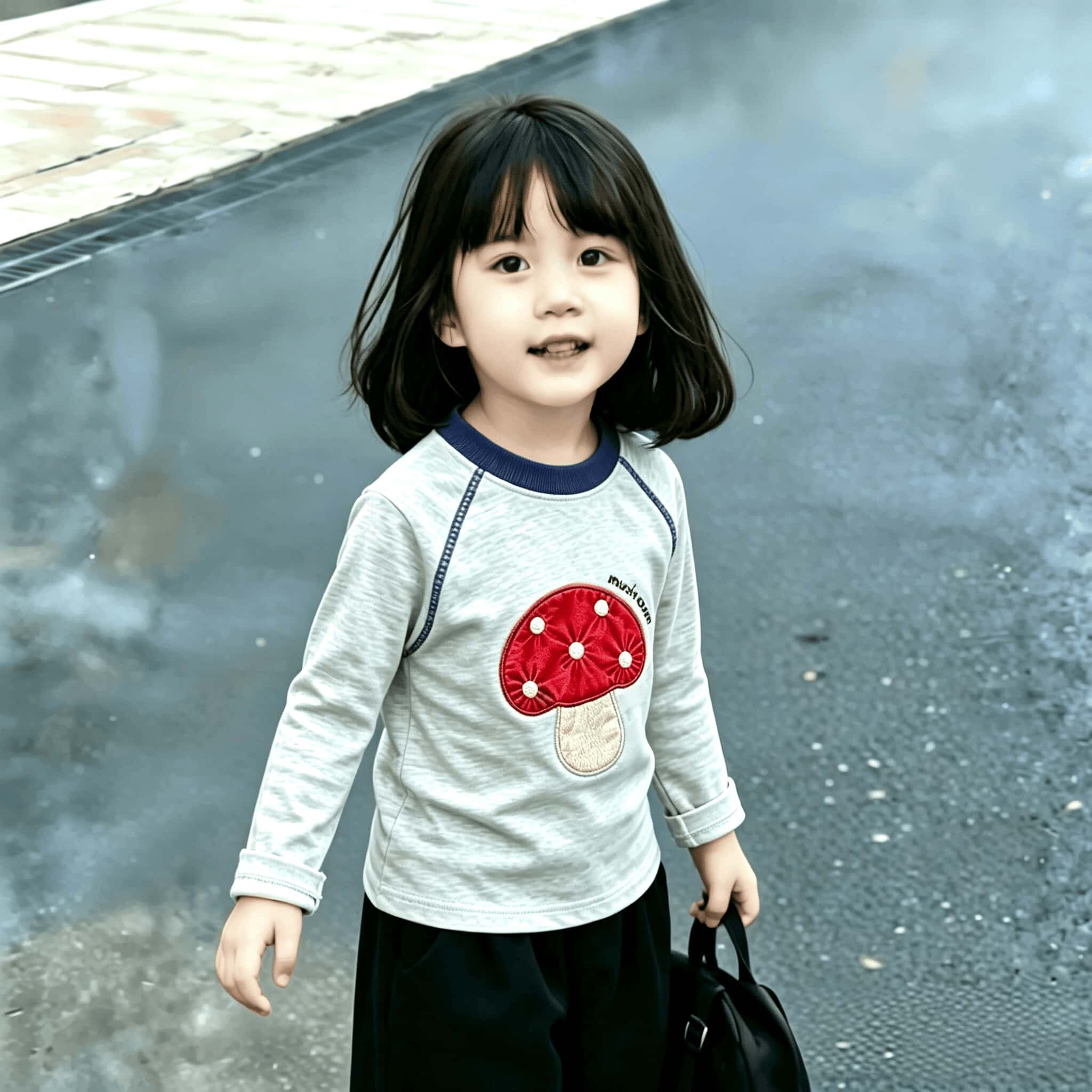 潮流韩版100%纯棉春秋长袖女童上衣明线设计新款时尚T恤百搭打底t