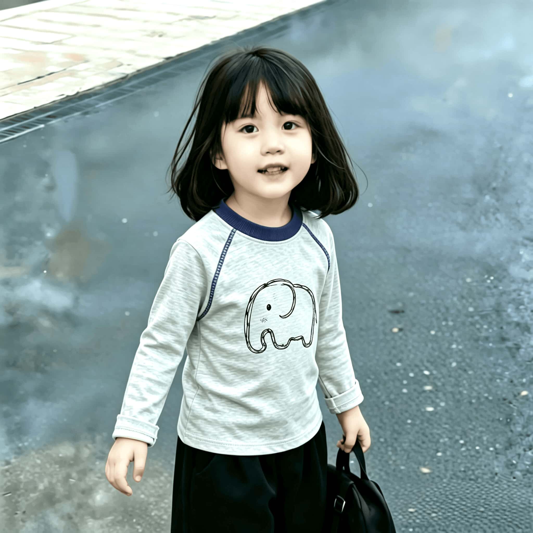 长袖新款明线装饰女童纯棉T恤春秋中小童韩版百搭打底印花上衣潮t