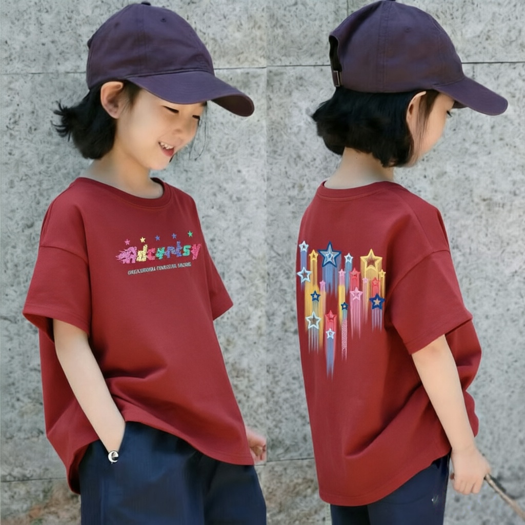 女童纯棉短袖t恤夏季新款圆领中小儿童韩版小众女宝宝个性T恤上衣