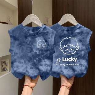 背心ins风潮流韩版 中大童纯棉无袖 男童T恤百搭上衣 新款 2025夏季