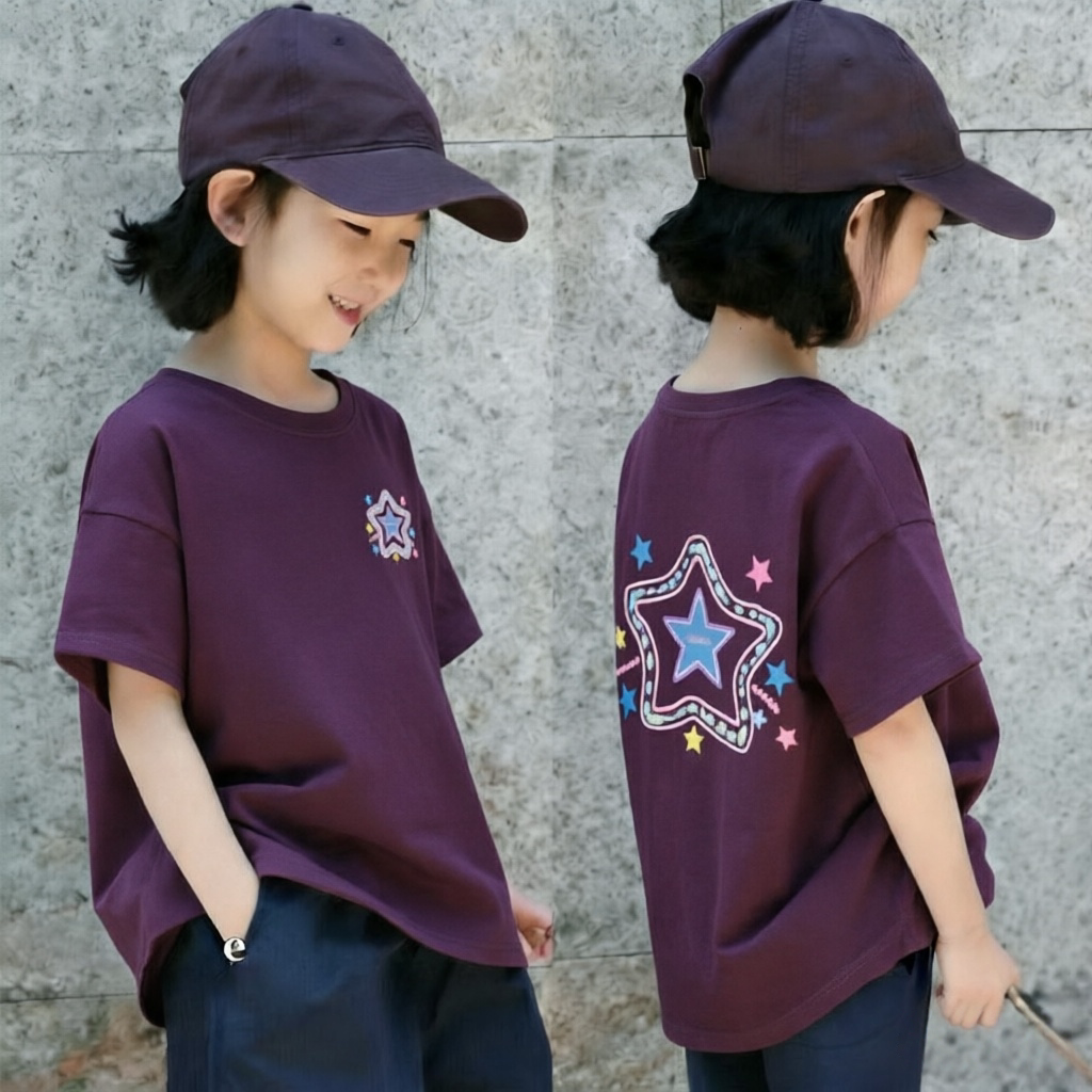 女童纯棉短袖t恤夏季新款圆领中小儿童韩版小众女宝新风尚T恤上衣