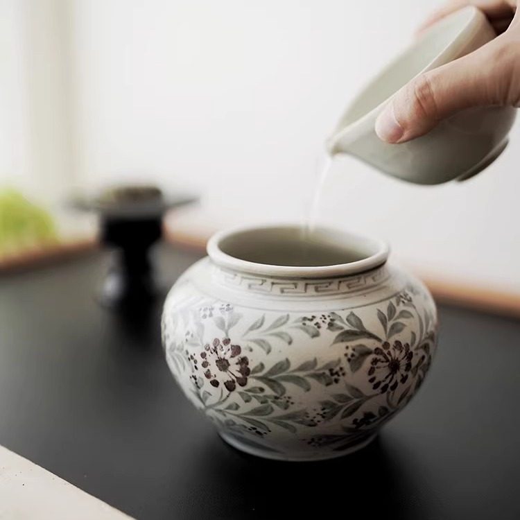 瓷器口-拟古系列 手绘青花笔洗 建水 水盂 小香炉编号一物一拍