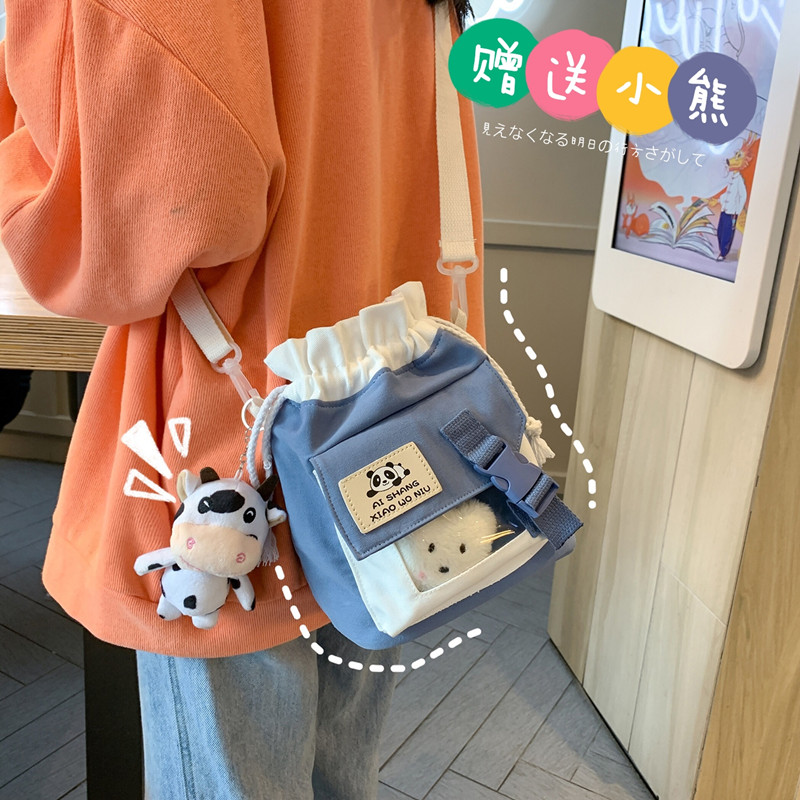 可爱小包包女斜挎2025新款日系少女原宿ins风森系学生单肩帆布包