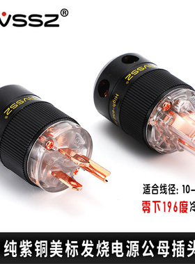 纯紫铜发烧电源插头音箱功放国标美标线材连接AV影院镀金15A220v