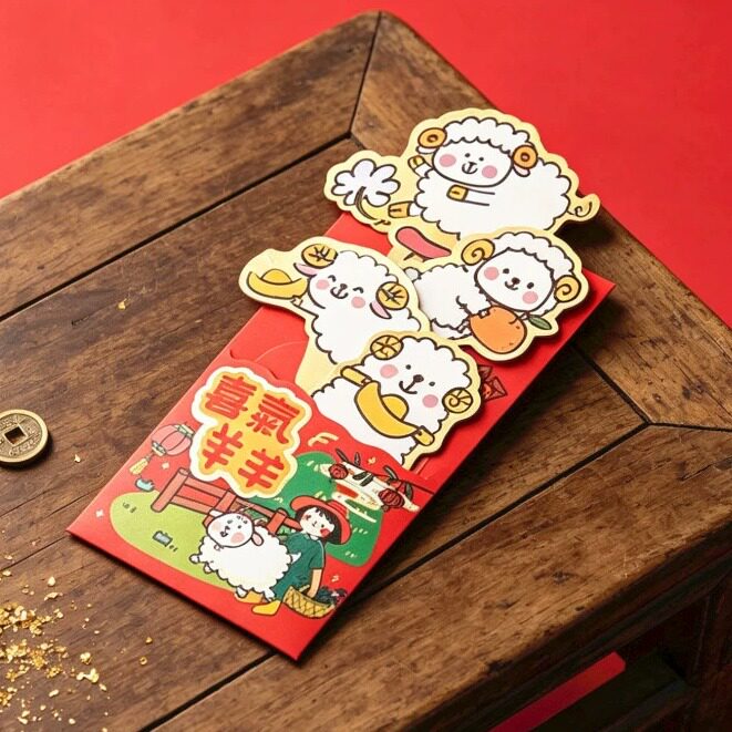 羊年创意抽拉立体红包袋2027喜气羊羊春节过年新年儿童压岁包红包