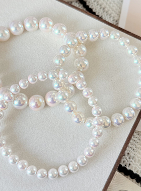 Akoya天女粉光极光伴彩珍珠手链