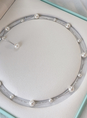 925银满天星澳白珍珠项链女