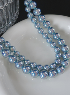 akoya真多麻银蓝玫瑰珍珠项链女