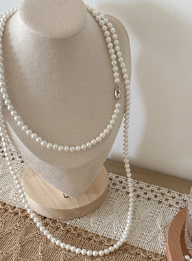 澳白珍珠长款毛衣链赫本风