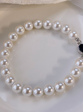 倪妮同款925银蓝宝澳白珍珠手链