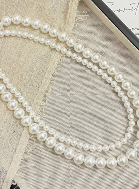 925银8字扣双层叠戴珍珠项链女