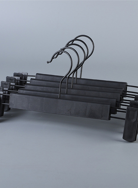 优艺美黑色磨砂裤夹8111 服装店裤架裤夹挂衣架防滑塑料裤夹5个装