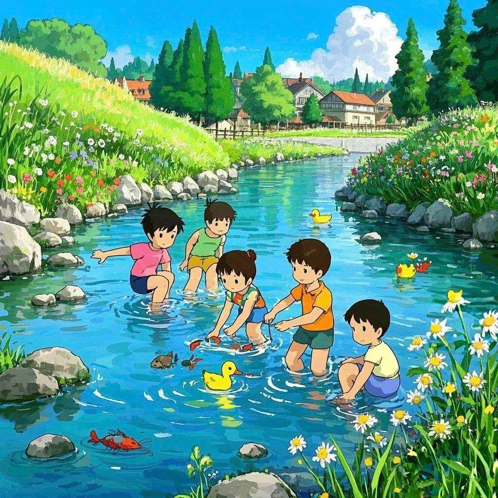 童年趣事时光民宿风景海报装饰画防水贴纸卧室走廊客厅出租屋自粘