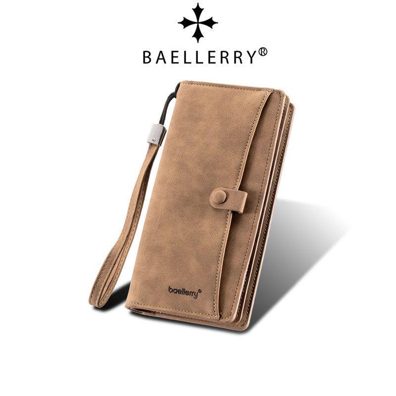 新款男士钱包长款欧美复古大容量手拿包高级感纯色商务手抓包送礼