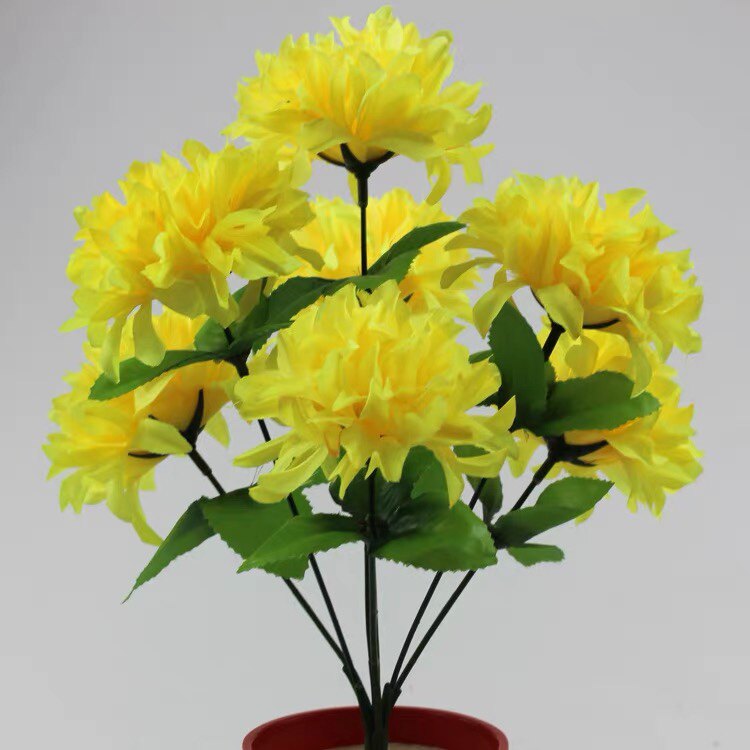 厂家直销7头仿真菊花清明扫墓上坟祭祀祭奠绢花假花塑料花单只绢