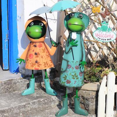 日式铁艺青蛙摆件户外庭院