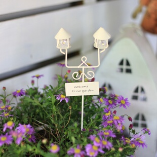 日系铁艺花插双灯塔（可亮灯）花插装饰路灯路杆路牌welcome花插