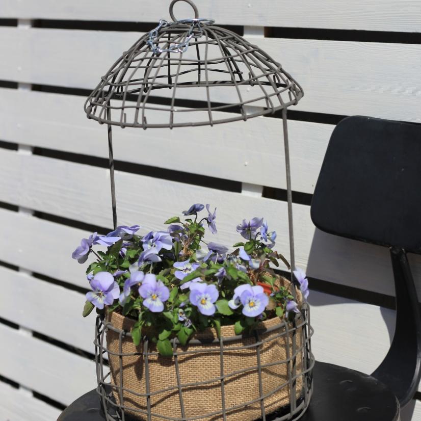 ins铁丝鸟笼收纳筐麻布半圆挂盆收纳吊篮吊盆垂吊杂货花园装饰