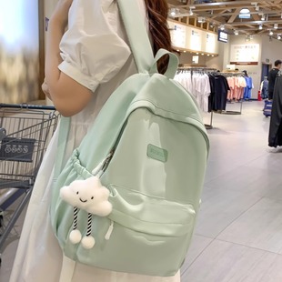 书包初中女生夏日绿色轻便高颜值大容量高中少女背包 袋鼠双肩包