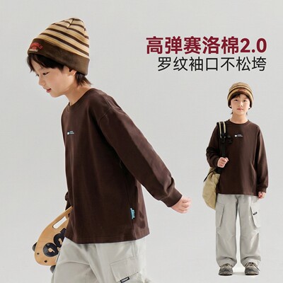 男童卫衣长袖T恤白色打底衫早秋2026新款大童儿童男孩上衣服穿搭 — 4