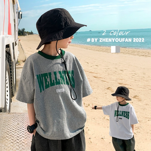 Летняя одежда, летняя хлопковая футболка с коротким рукавом для мальчиков, подходит для подростков